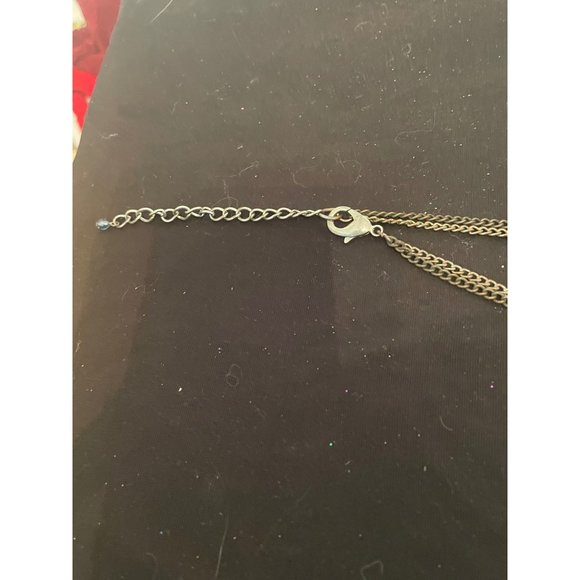 Coiled Snake Silvertone Double Strand Necklace Crystal Head 16 Inches Adjustable - Picture 3 of 8